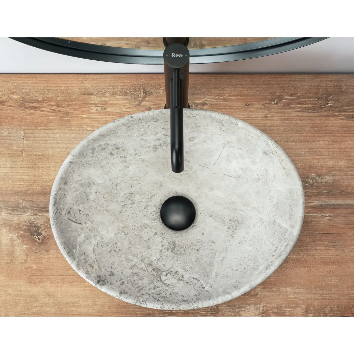 Rea Opzetwastafel Sofia Light Stone Oval Grijs 41x34,5x15cm