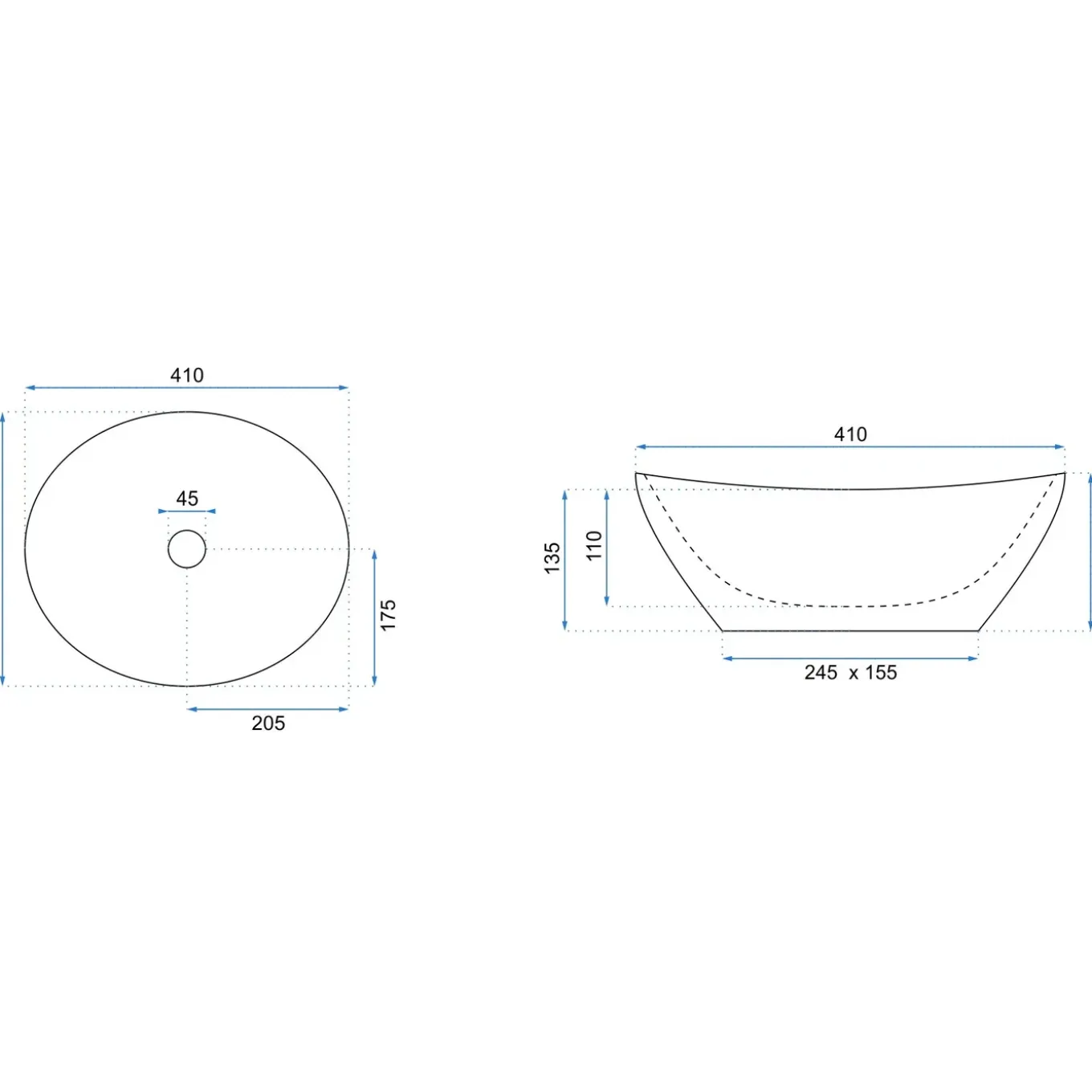 Rea Opzetwastafel Sofia Light Stone Oval Grijs 41x34,5x15cm