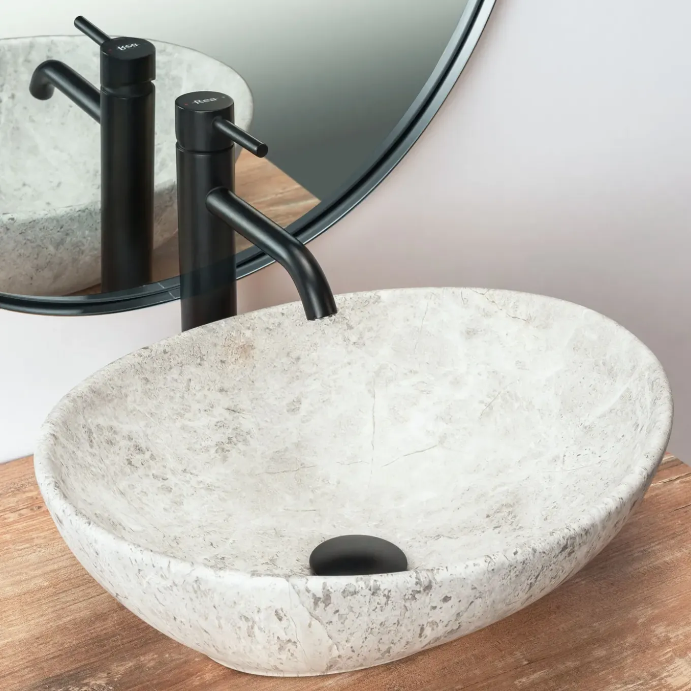 Rea Opzetwastafel Sofia Light Stone Oval Grijs 41x34,5x15cm