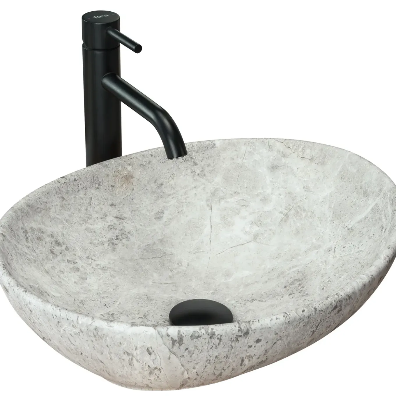 Rea Opzetwastafel Sofia Light Stone Oval Grijs 41x34,5x15cm