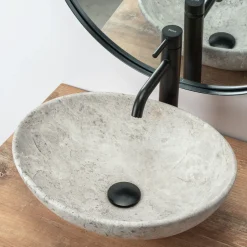 Rea Opzetwastafel Sofia Light Stone Oval Grijs 41x34,5x15cm