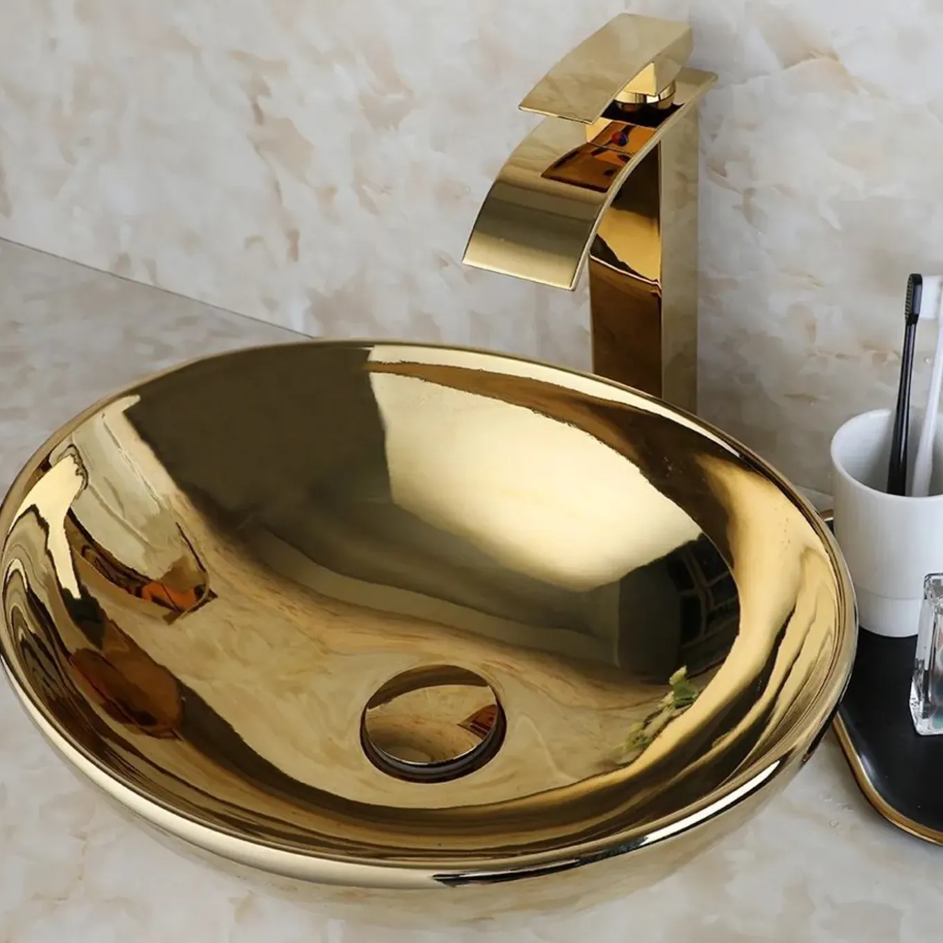 Rea Opzetwastafel Sofia Oval Goud 41x34,5x15cm