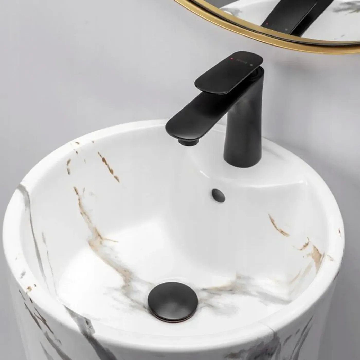 Rea Vrijstaande Wastafe Blanka Marble Round Wit 40x40x85cm