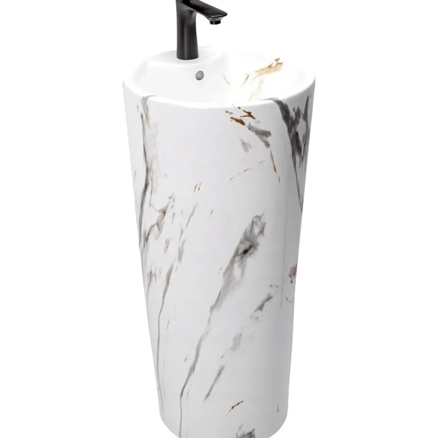 Rea Vrijstaande Wastafe Blanka Marble Round Wit 40x40x85cm