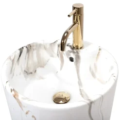 Rea Vrijstaande Wastafe Blanka Marble Round Wit 40x40x85cm