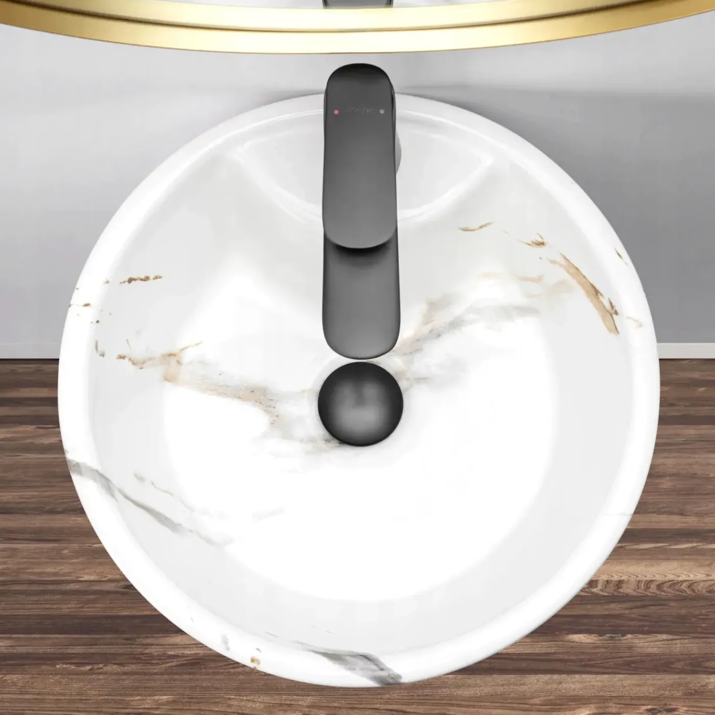 Rea Vrijstaande Wastafe Blanka Marble Round Wit 40x40x85cm