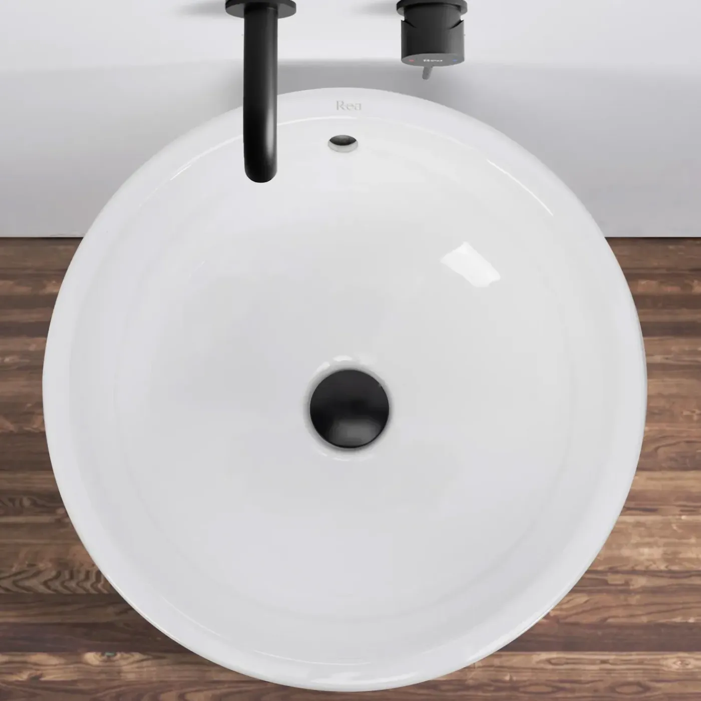 Rea Vrijstaande Wastafe Estera Round Wit 46x46x85cm