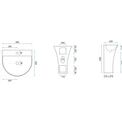 Rea Vrijstaande Wastafe Rita Round Wit 48x42x83,5cm