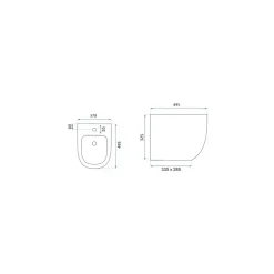 Rea Wandgemonteerd Bidet Carlo Mini Zwart 49,5x37x32,5cm