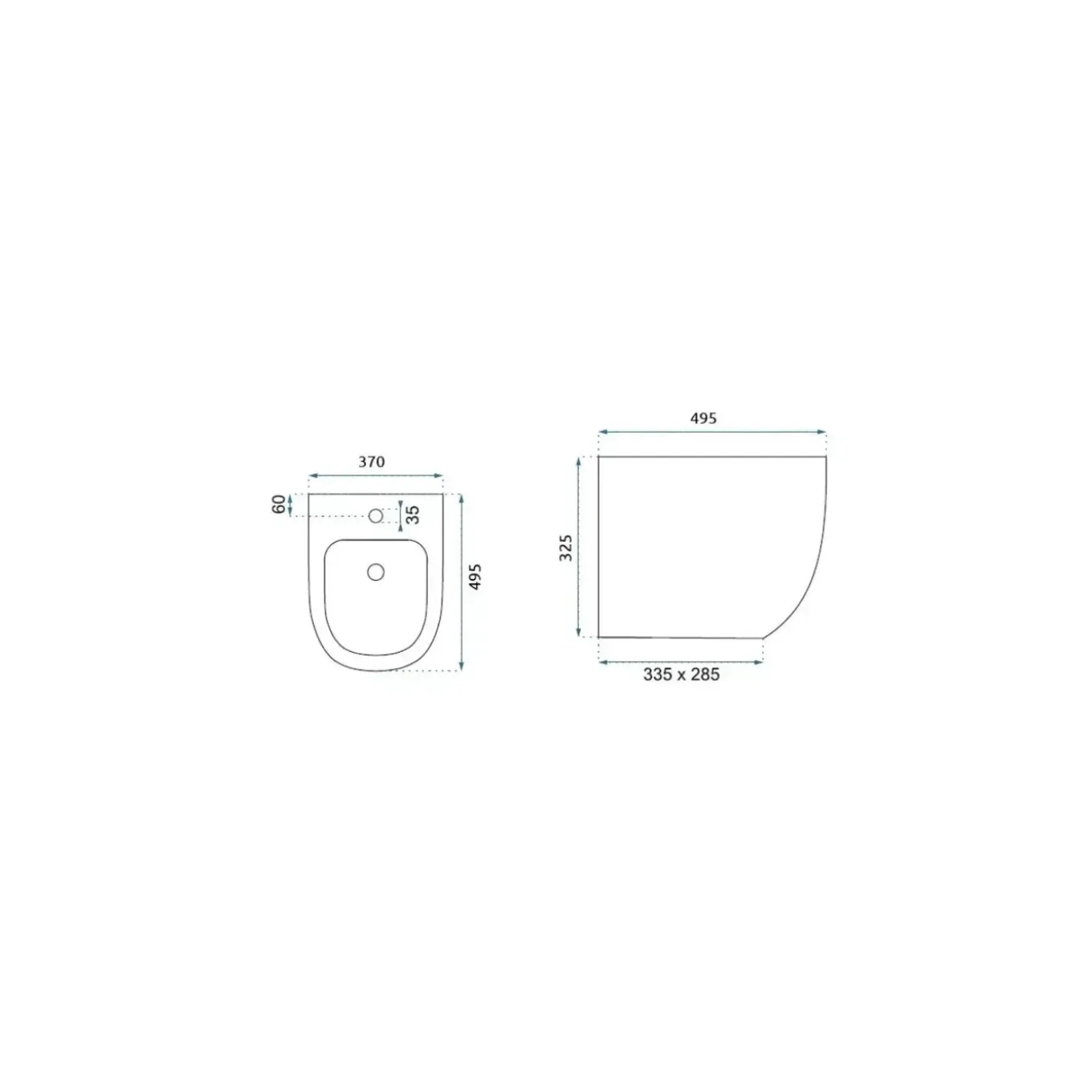 Rea Wandgemonteerd Bidet Carlo Mini Zwart 49,5x37x32,5cm
