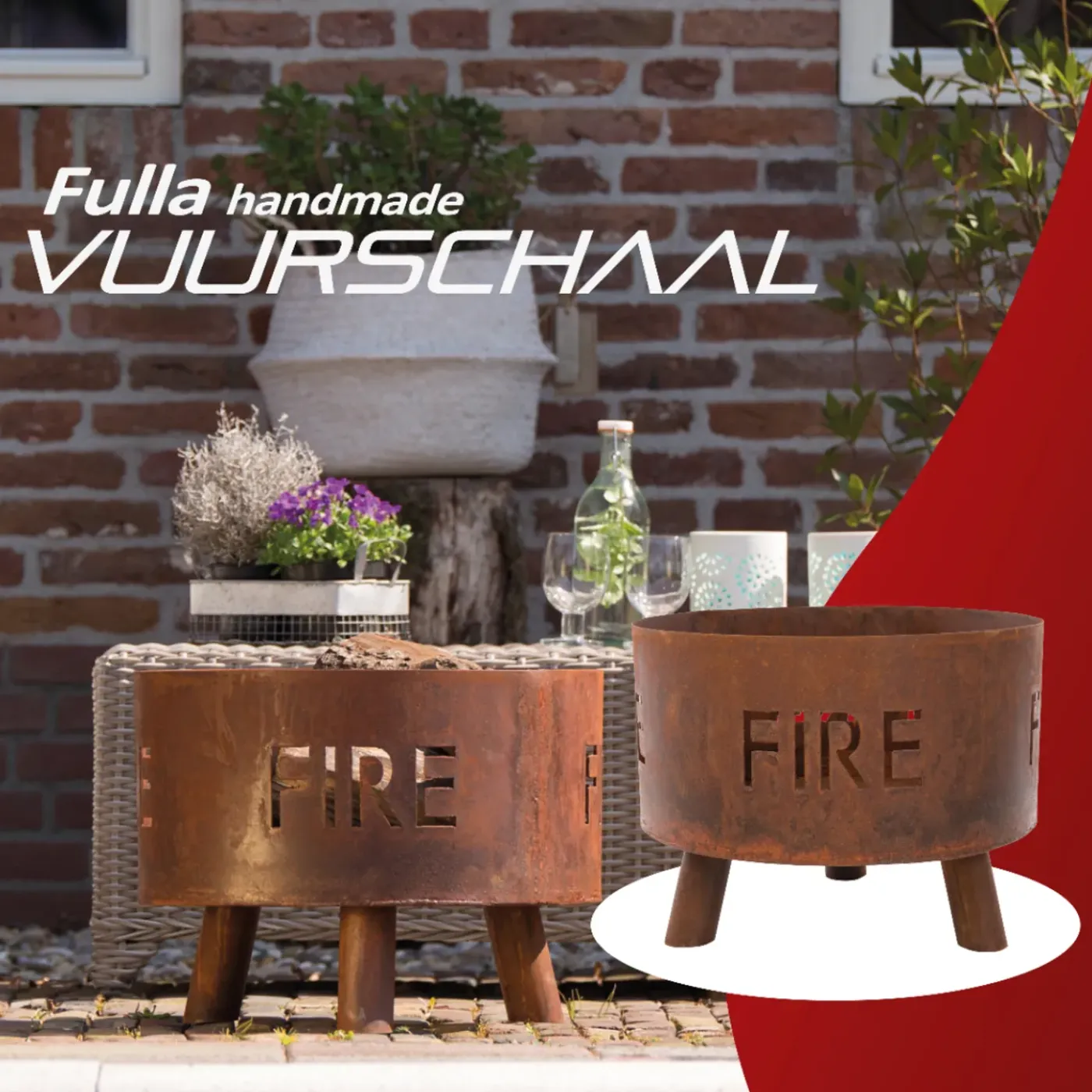 RedFire - Fulla - Handmade- Bruin - Staal - Vuurschaal - Vuurkorf - 50 Cm - Cortenlook -