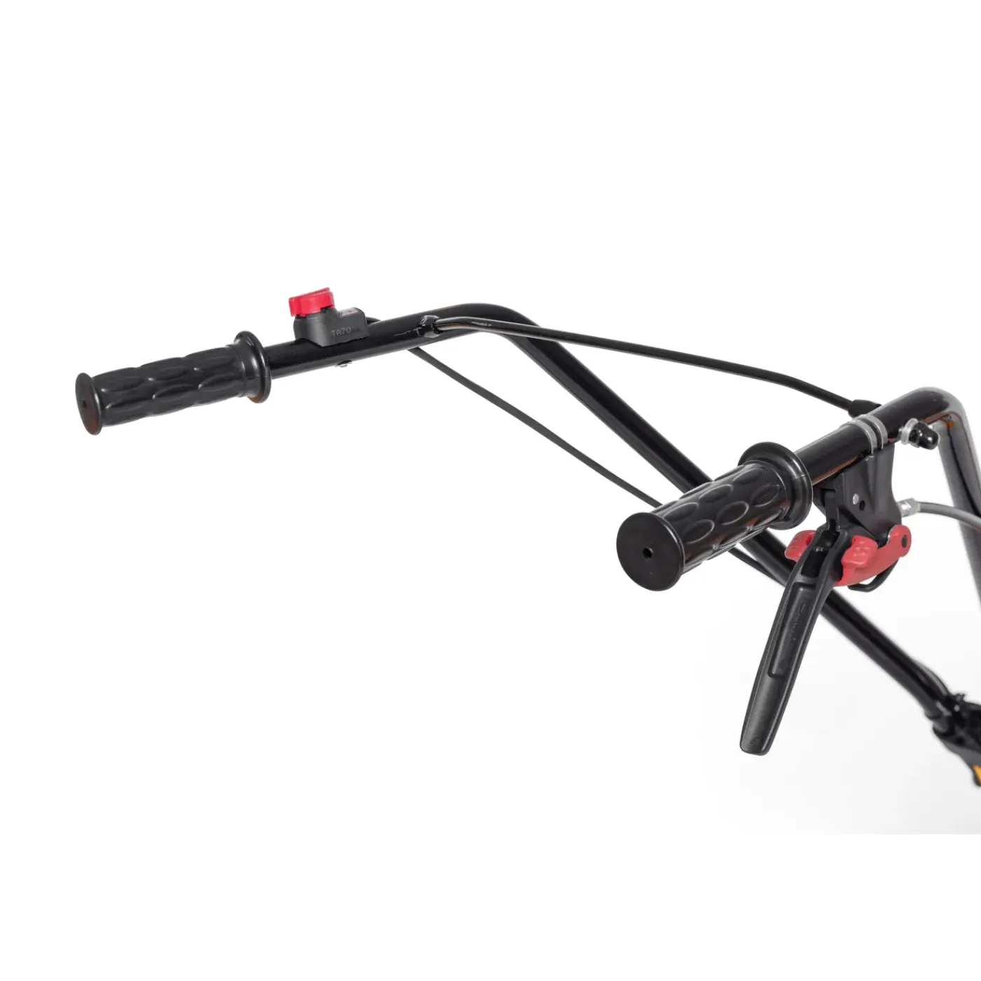 Overig Roterende tuinfrees met 123 cc benzinemotor, 36 cm werkbreedte en 12 cm werkdiepte, uitgerust met 4 metalen rotoren en 1 transportwiel vooraan.