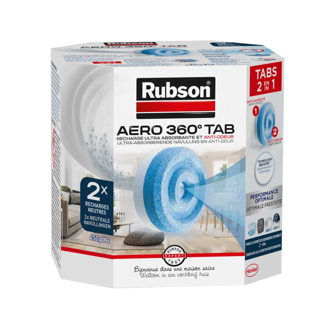 Rubson navullingen vochtopnemer AERO360 neutraal 2 stuks