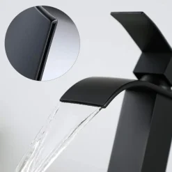 RUMOCOVO - Wastafelkraan - Watervalkraan In Zwart Abs, Voor Moderne Badkamer