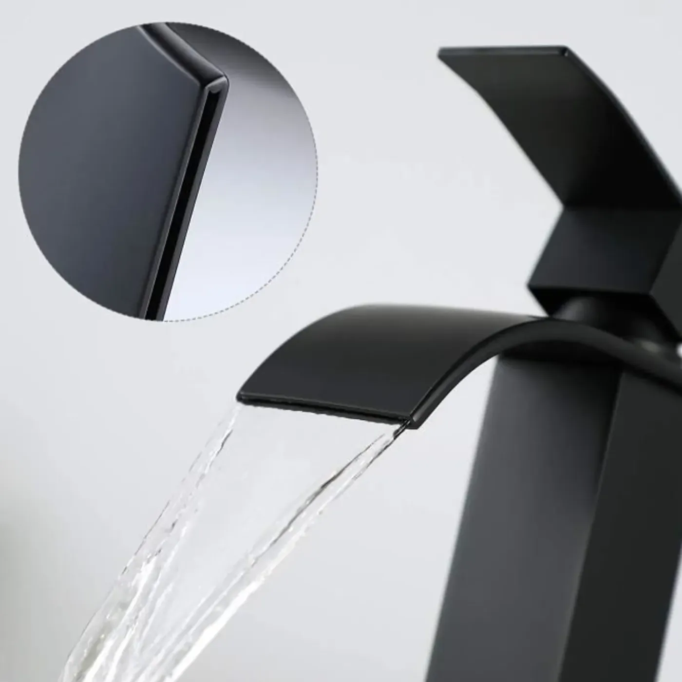 RUMOCOVO - Wastafelkraan - Watervalkraan In Zwart Abs, Voor Moderne Badkamer
