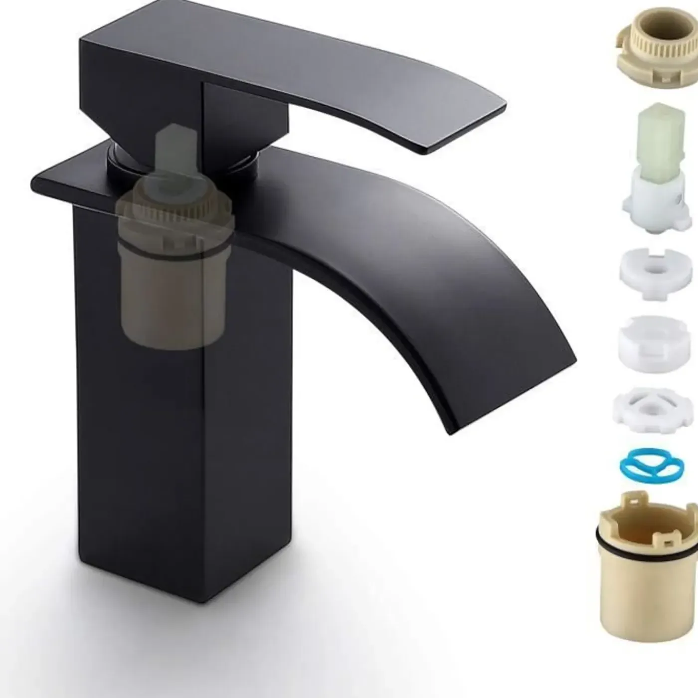 RUMOCOVO - Wastafelkraan - Watervalkraan In Zwart Abs, Voor Moderne Badkamer