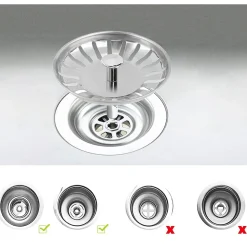 Waterval RVS Korfplug Afvoerplug Keuken - Geen Verstopping – Spoelbak zeef - Afvoerstopper - Korfplug 80mm
