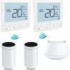 SALUS - Set Van 2 Slimme Thermostaatkoppen + Centrale+ 2 Draadloze Thermostaten - Wit