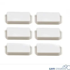 Sam Creative Set Rechthoekige Magneten 12x24mm Wit (6 Stuks)