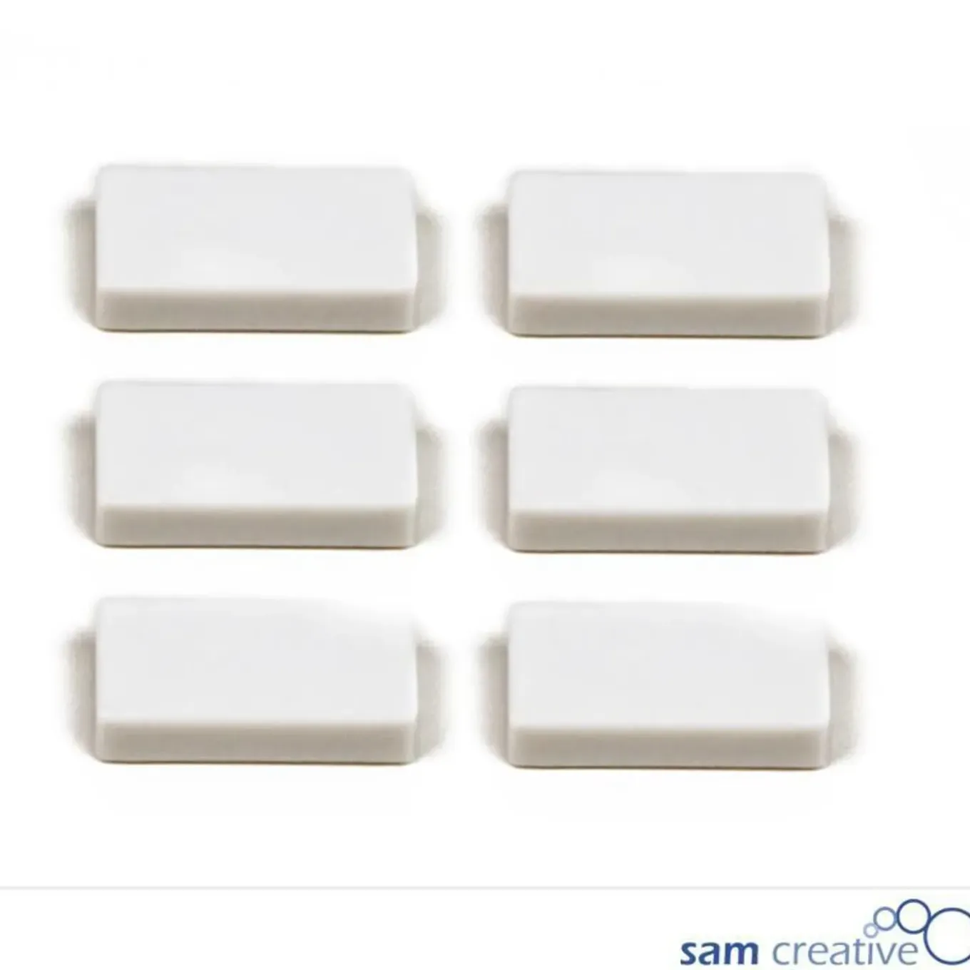 Sam Creative Set Rechthoekige Magneten 12x24mm Wit (6 Stuks)