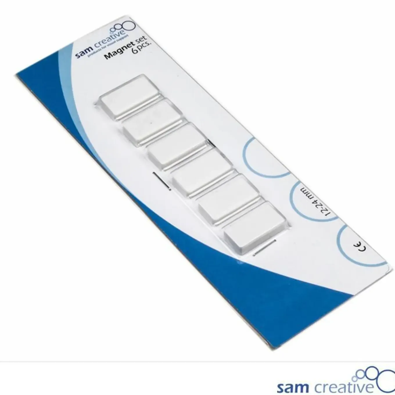 Sam Creative Set Rechthoekige Magneten 12x24mm Wit (6 Stuks)