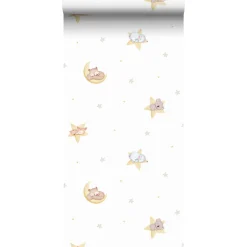 Sanders & Sanders Behang Dieren Geel En Wit - 53 Cm X 10 M - 640441