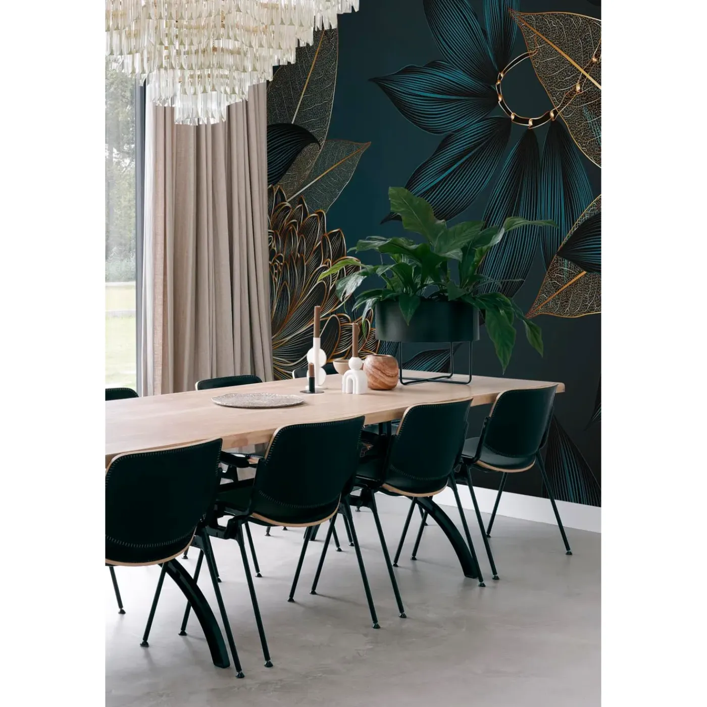 Sanders & Sanders Fotobehang Bloemen Diepblauw - 350 X 279 Cm - 600997