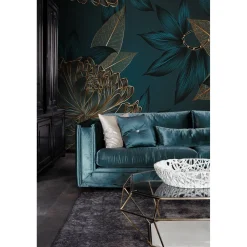 Sanders & Sanders Fotobehang Bloemen Diepblauw - 350 X 279 Cm - 600997