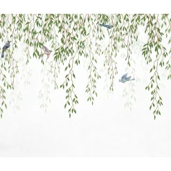 Sanders & Sanders Fotobehang Vogels In De Natuur Groen En Blauw - 350 X 279 Cm - 601003