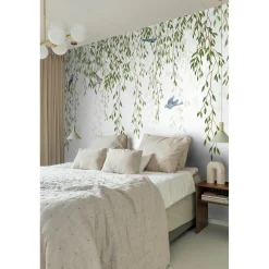 Sanders & Sanders Fotobehang Vogels In De Natuur Groen En Blauw - 350 X 279 Cm - 601003
