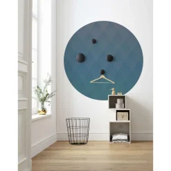 Sanders & Sanders Zelfklevende Behangcirkel Ruit Blauw - Diam. 125 Cm - 611754