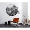 Sanders & Sanders Zelfklevende Behangcirkel Landschap Zwart Wit - Diam. 125 Cm - 611793