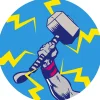 Sanders & Sanders Zelfklevende Behangcirkel The Avengers Mjolnir Blauw En Geel - Ø 128 Cm - 612051