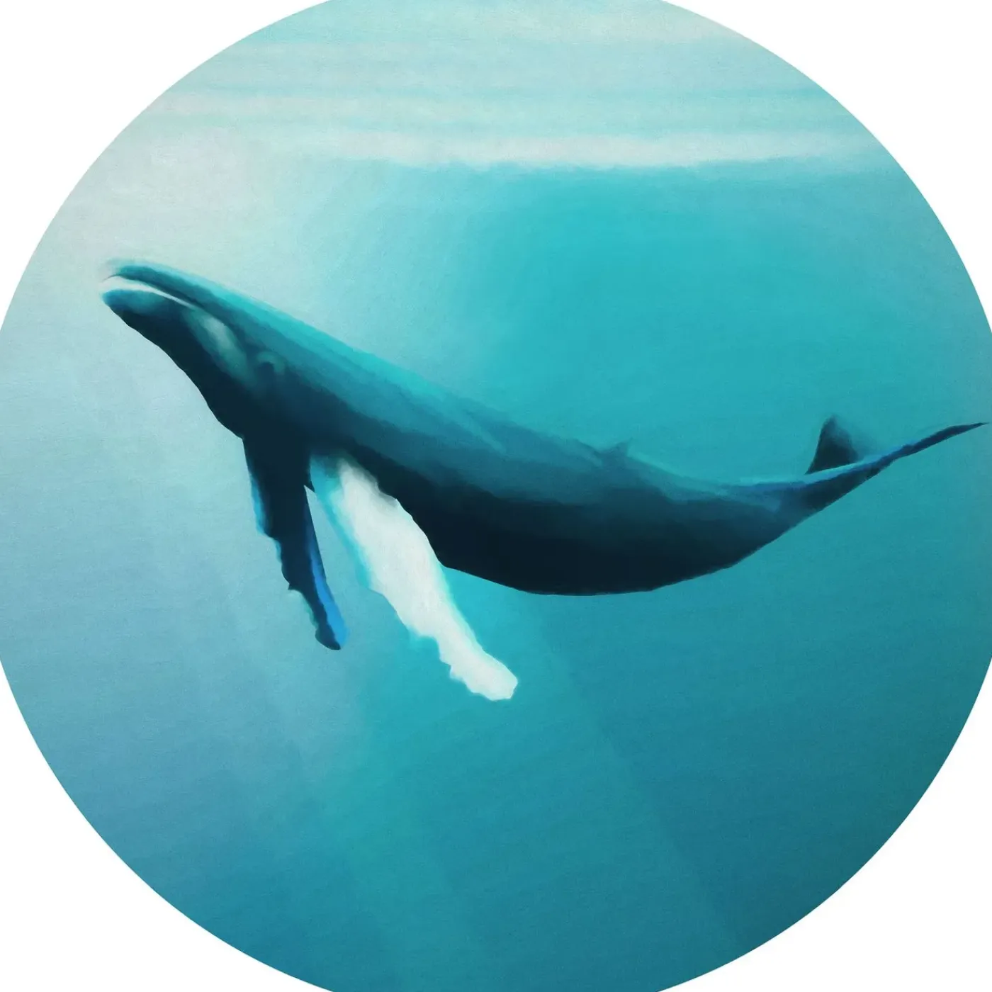 Sanders & Sanders Zelfklevende Behangcirkel Walvis Turquoise - Diam. 125 Cm - 611797