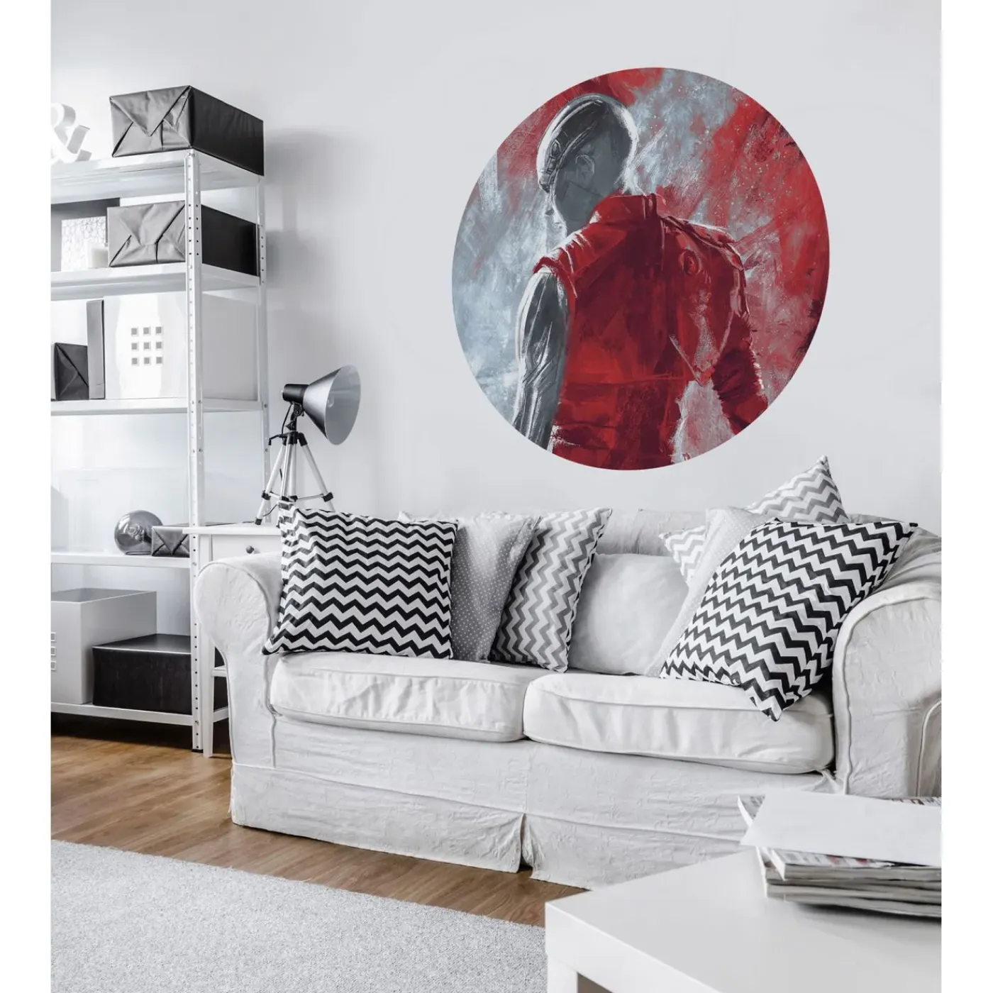 Sanders & Sanders Zelfklevende Behangcirkel The Avengers Nebula Rood En Grijs - Ø 128 Cm - 611779