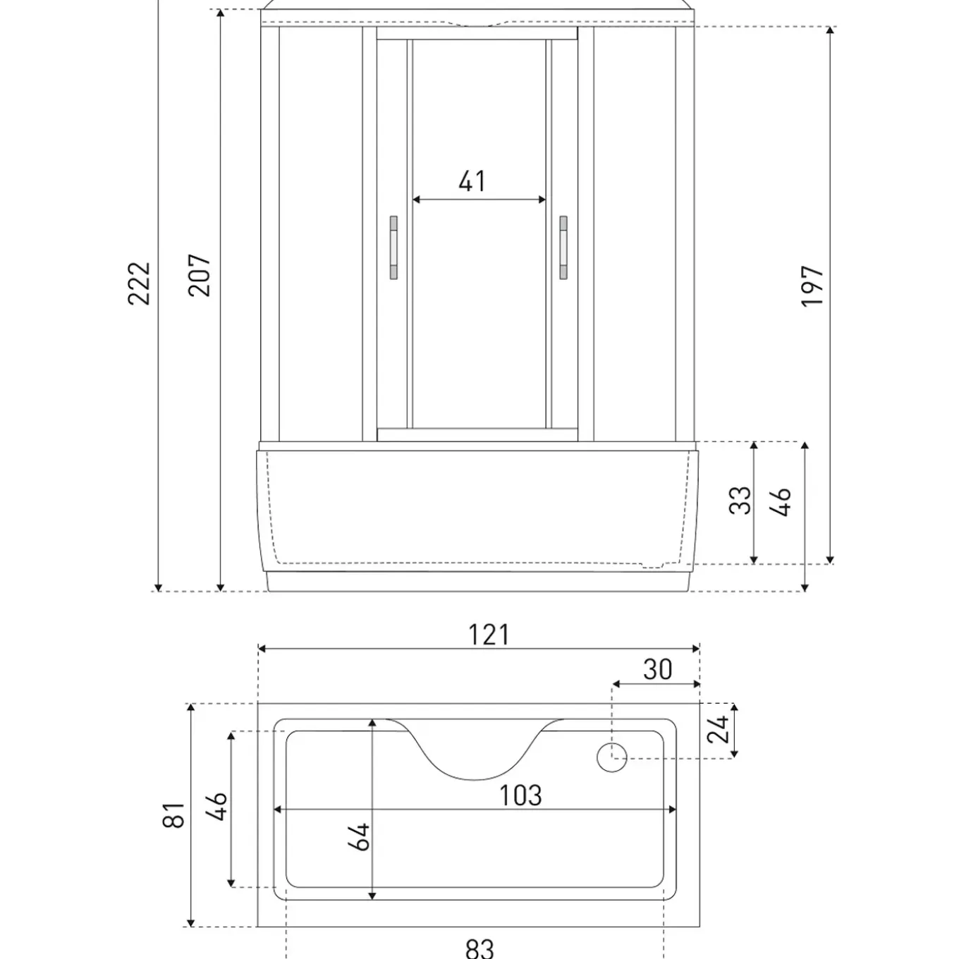 Sanifun Douche-badcombinatie Chico 1210 X 810