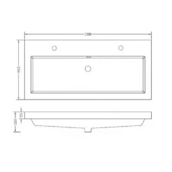 Sanifun Wastafel Feline 1000 X 460 X 55 Mm