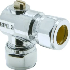 Sanivesk kogelkraan haaks Mini met schroef bediening chroom 15x15mm knel