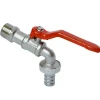 Sanivesk tap-kogelkraan met hendelbediening + slangwartel nikkel ( buitendraad x buitendraad ) 3/4" x 3/4"