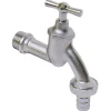 Sanivesk tapkraan met krukbediening en slangwartel mat chroom ( buitendraad x buitendraad ) 1/2" x 3/4"