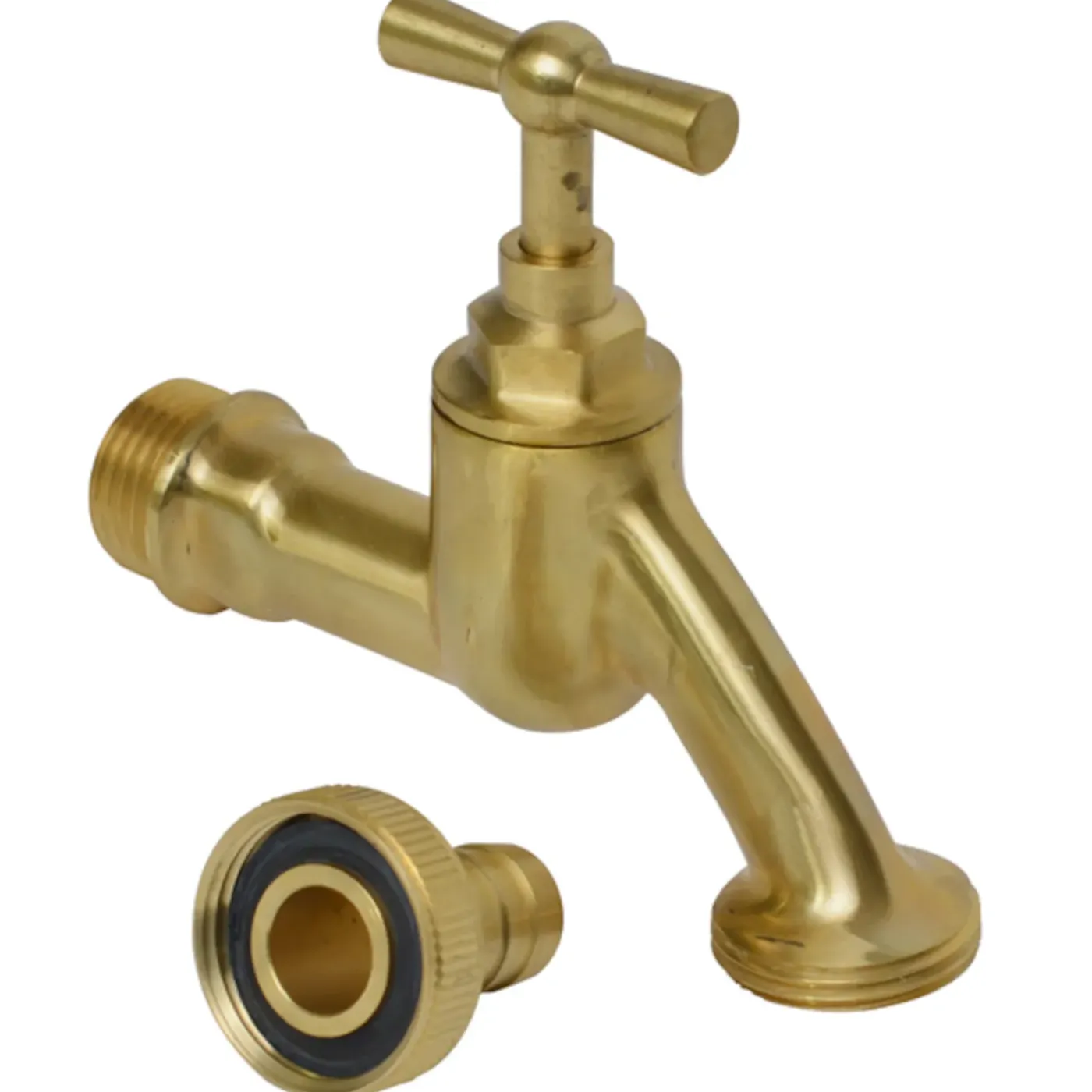 Sanivesk tapkraan met krukbediening en slangwartel messing ( buitendraad x buitendraad ) 1/2" x 3/4"