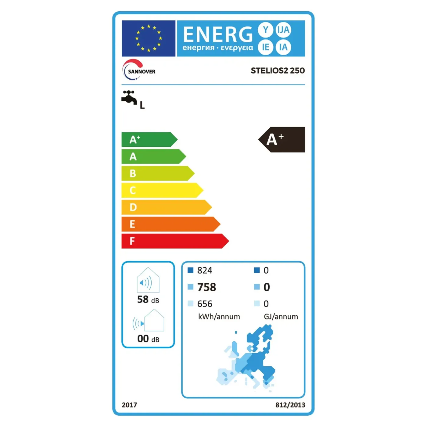 Sannover Monobloc Staande Thermodynamische Boiler Stelios 250 L