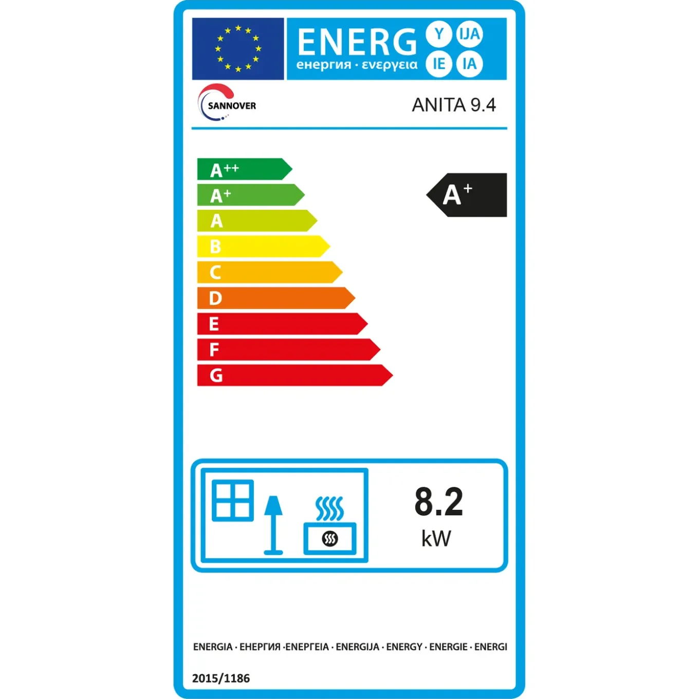 Sannover Pelletkachel Anita 9,4 Kw Zwart