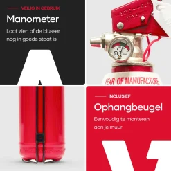 SAVS Brandblus Box - Poederblusser 3 Kg + Blusdeken - L - Met Montagebeugel
