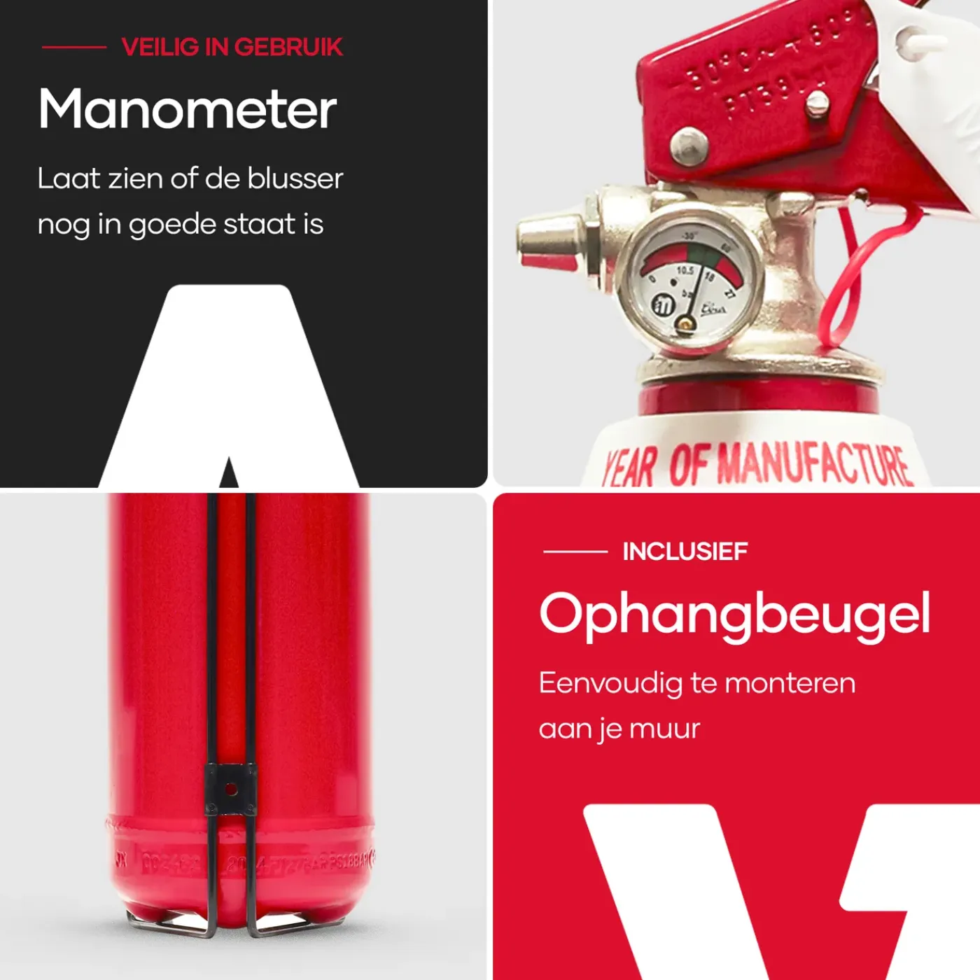 SAVS Brandblus Box - Poederblusser 3 Kg + Blusdeken - L - Met Montagebeugel