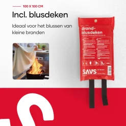 SAVS Brandblus Box - Poederblusser 3 Kg + Blusdeken - L - Met Montagebeugel
