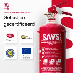 SAVS Brandblus Box - Poederblusser 3 Kg + Blusdeken - L - Met Montagebeugel