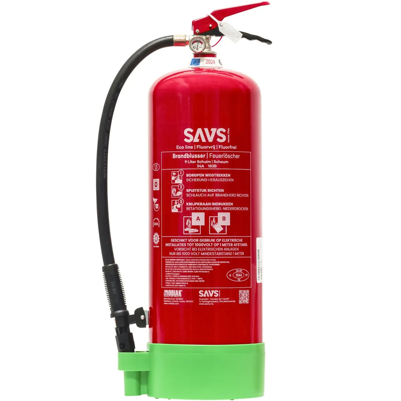 Savs Schuimblusser 9 Liter Ab - 100% Fluorvrij - Met Montagebeugel - 9l