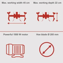 Scheppach Elektrische Tuinfrees MTE460 - 1500W - 450mm werkbreedte en 22cm werkdiepte