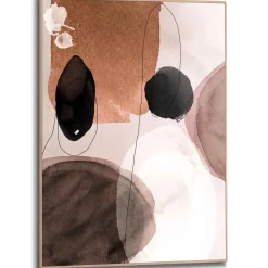 Overig Schilderij Abstracte Vormen - 50x70 cm - Bruin - Hout